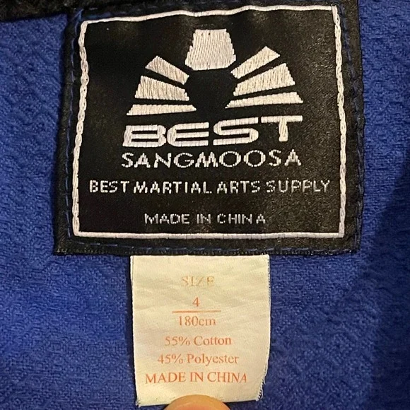 BMA Best Sangmoosa Taekwondo Uniform Gi USWC Black Belt Club Size 4‎ Blue MMA - Picture 3 of 13